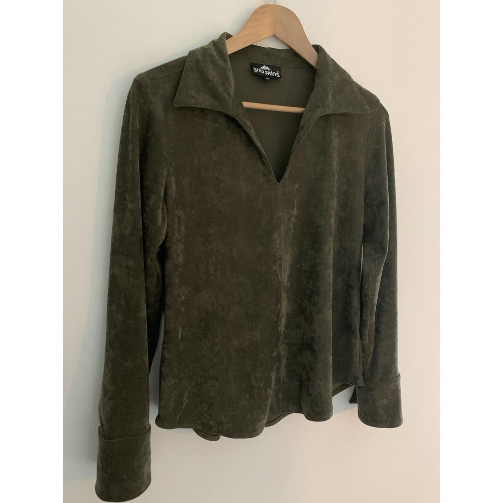 Vintage Sno Skins Women's Top, Size M, Y2K 90s Velvet Green